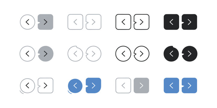 Collection of minimal slider navigation buttons with arrows for website user interface design