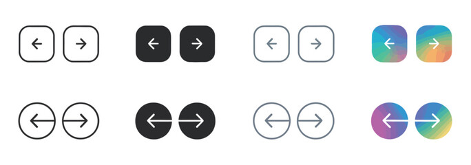 Modern navigation arrow buttons with gradient and outline styles for web interface design © abdur