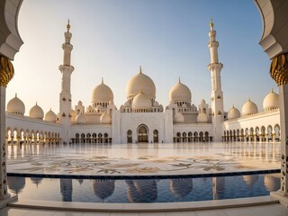 Obraz premium Sheikh zayed grand mosque reflecting pool