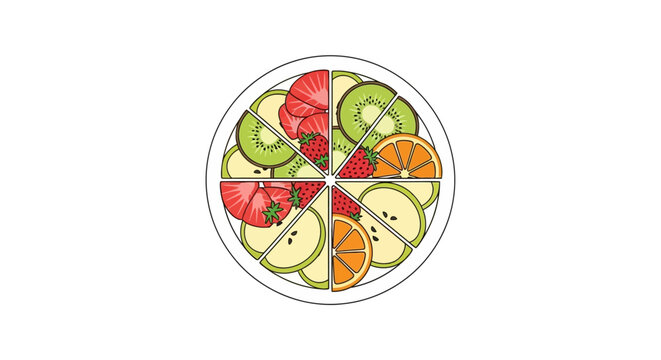 A colorful arrangement of sliced fresh fruits.