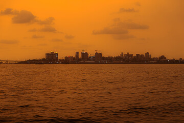 Fototapeta premium Bandra Worli Sea Link, Beautiful Sunset, Mumbai City, Maharashtra.