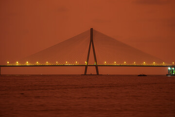 Obraz premium Bandra Worli Sea Link, Beautiful Sunset, Mumbai City, Maharashtra.