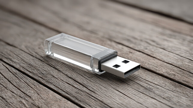 Professional Storage Device Mockup on Natural Wood