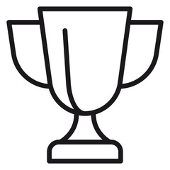 Minimalist black line art vector icon of a trophy cup award symbol for success, achievement, and winning first place in a competition or sports event, isolated on a white background. © Haris