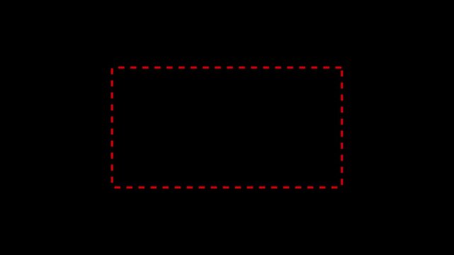 Dotted line rectangle frame animation on white background. Animation of a dotted line path from left to right point. border frame dotted line animation isolated on white screen. 4k video animation