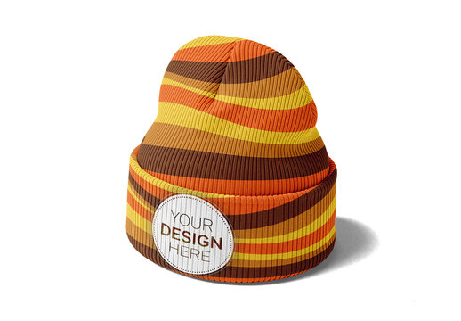 Cap Knit Beanie Isometric View Mockup