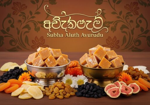 A festive celebration of subha aluth avurudu featuring traditional sri lankan sweets and snacks