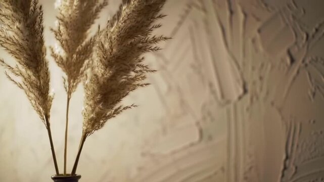 dried pampas grass against beige background