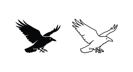 Obraz premium Black Eagle Bird Symbols Flying Creatures Design Vector