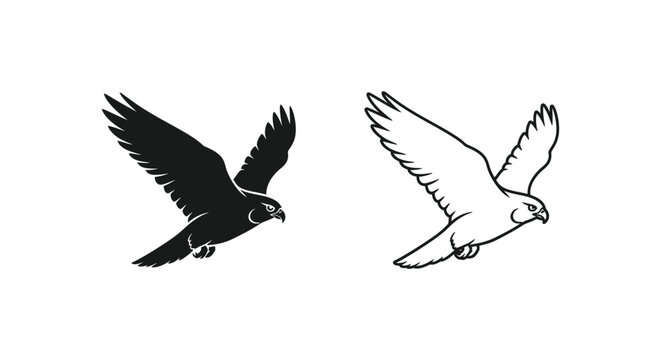 Elegant Black White Flying Birds Graphic Design Vector