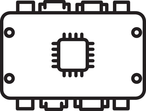 Professional Vector Icon of Engine Control Unit (ECU) with Ports for Automotive Electronics, Automotive Engineering, Vehicle Diagnostics, Automotive Repair Manuals, Automotive Technical