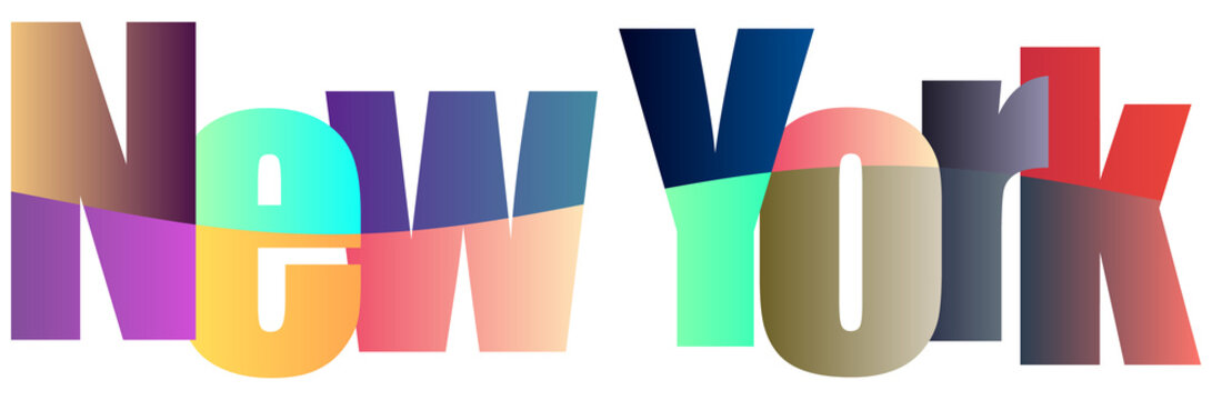 Colorful gradient text logo design featuring New York city name