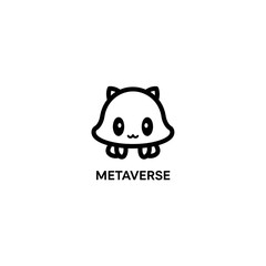 Fototapeta premium Metaverse Avatar Mascot Character Minimalist Line Art with Text