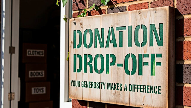 Donation Drop-off sign for the concept of charity and giving.