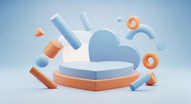 Father's day celebration abstract 3d render with heart shaped gift box