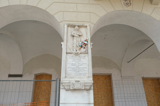 Il monumento a Rudolf Jacobs a Sarzana, La Spezia, Liguria, Italia.