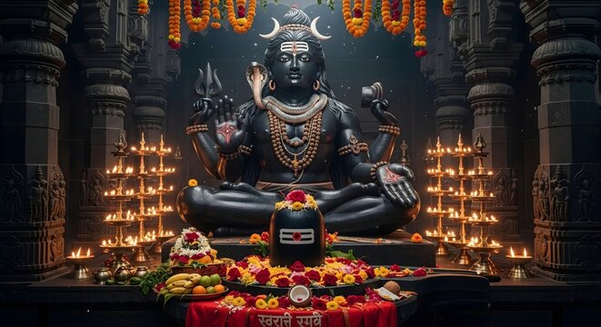 Lord shiva mahadev hindu god meditation shivling temple divine spiritual india deity statue