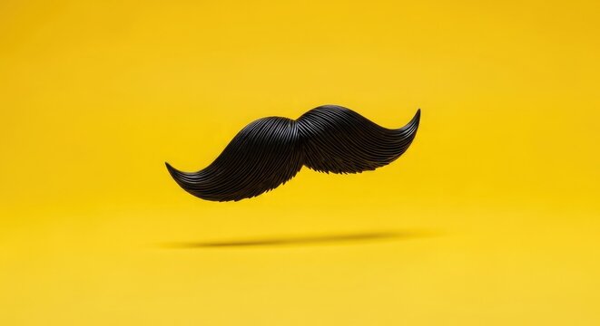 Father's day celebration stylish black mustache on yellow background