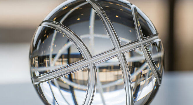 Crystal ball reflection a distorted view of the surrounding environment