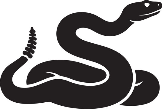 A stylized depiction of a screw with a snake-like head resembling a drill bit