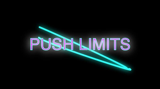 Neon push limits text reveal animation, glowing cyberpunk typography, futuristic motion