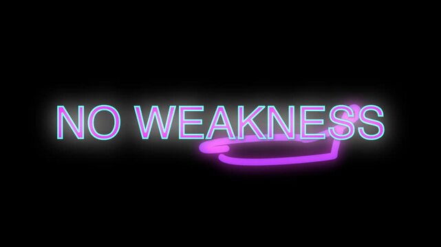 No weakness neon typography motion with glowing text effect