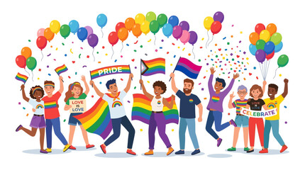 Fototapeta premium Diverse people celebrating Pride.