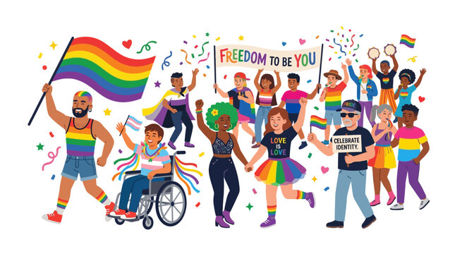 Diverse People Celebrate Pride.