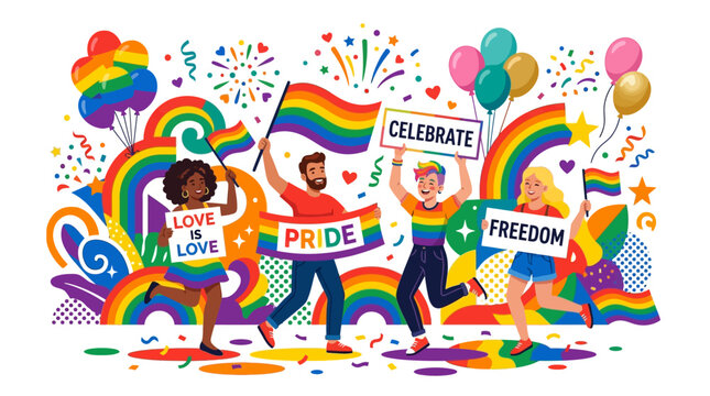 Diverse People Celebrate Pride.
