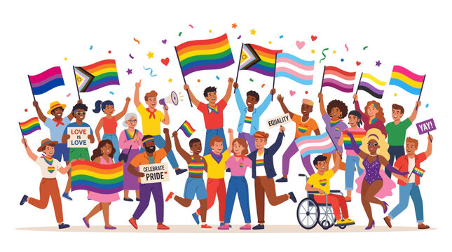 Diverse People Celebrate Pride.