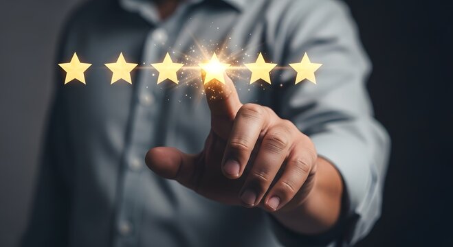Five star rating concept for customer satisfaction and service quality evaluation online review