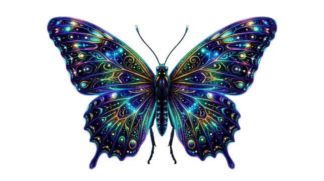 Luminous Butterfly Wings Glowing Darkly Embellished On A Transparent Background