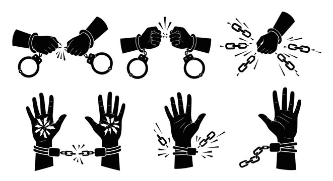 Breaking free from chains and handcuffs.