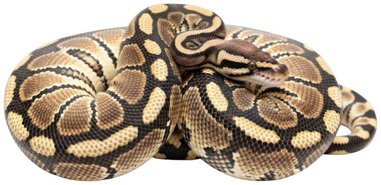 Brown snake png Patterned python cutout Exotic reptile png Coiled serpent cutout Scaly predator png Tropical animal cutout Beautiful boa png Reptilian creature isolated transparent background image