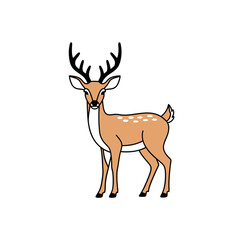 Obraz premium Spotted Deer Stag Illustration Isolated on White Background