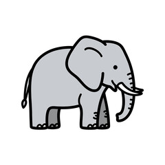 Fototapeta premium Cute Gray Elephant Vector Illustration Isolated on White Background