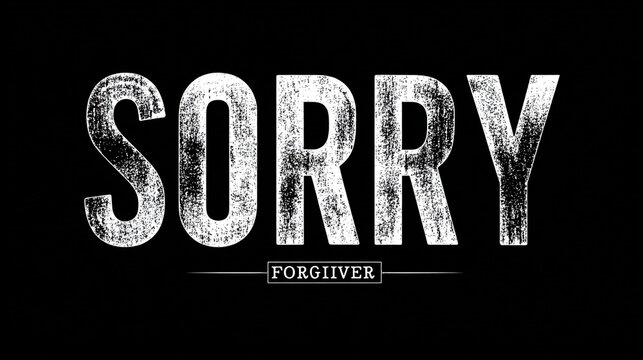The word SORRY in distressed white text with the word FORGIVER below it against a black background