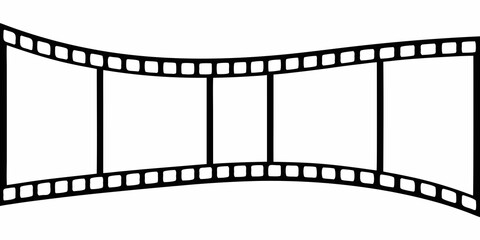 Fototapeta premium A black and white illustration of a curved film strip with perforations