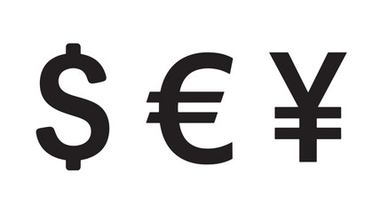 Obraz premium Dollar, Euro, And Yen Currency Symbols For Finance And Exchange Concepts Isolated On Transparent Background