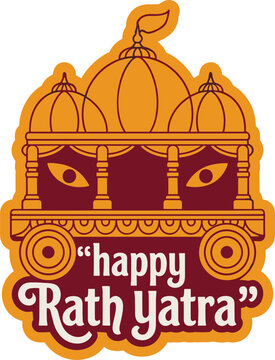 Happy Rath Yatra religious festival traditional chariot illustration, cultural event, spiritual celebration background.