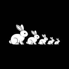 Fototapeta premium easter bunny with easter eggs, black and white buttons on white Collection of Sixteen Cute Cartoon Bunny Emojis with Various Facial Expressions.