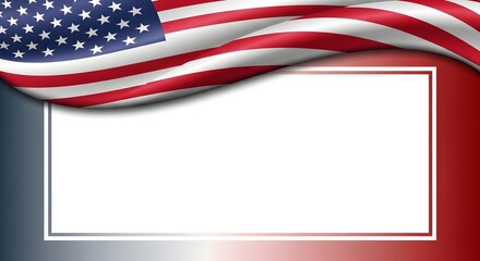 Fototapeta premium American flag waving ribbon banner with transparent cutout isolated on transparent background