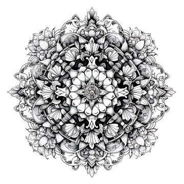 Intricate black and white floral pattern, seamless