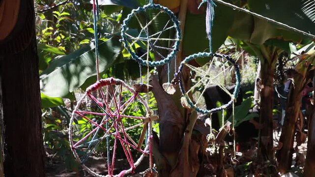 dreamcatchers moved by the gentle morning breeze