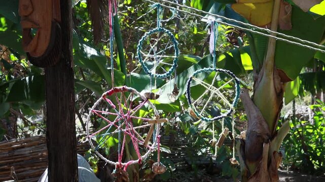 dreamcatchers moved by the gentle morning breeze