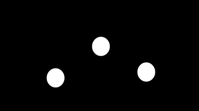Three dot looping loading animation on black transparent background. UI progress indicator. Animation loading bar 3 dots looping progress icon with alpha channel