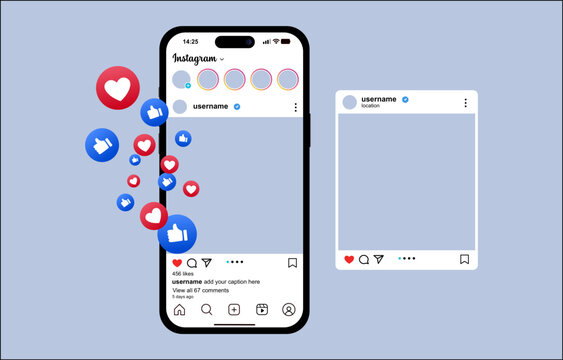 Comprehensive control panel for social media management with floating reactions, interactive mobile feed for independent publishing, and professional user interface elements for digital marketing