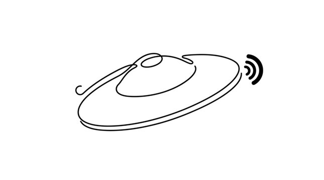 Finger Cymbal Zill Continuous Line Drawing With Sound Ring Minimal Monoline Music Instrument Vector Illustration