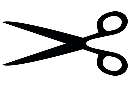 Simple silhouette of open scissors. Scissors icon. Scissors logo icon. Stock vector illustration isolated on white background.