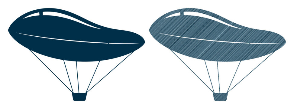 Two stylized blimps floating against a white background, representing innovation and exploration.